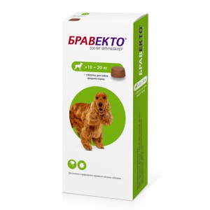 Бравекто для собак 10-20 кг 500 мг, таблетки, №1